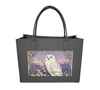 RLDOBOFE Snowy Owl Lily Valley Felt Tote Bag Reusable Kitchen Grocery Bag Versatile Large Capacity Commuter Handbags, Dark Gray, One Size