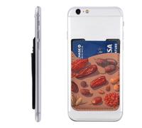 RLDOBOFE Some Dried Dates Phone Wallet, Stick On Card Holder for Back of Phone Case - Leather Cell Phone Card Wallet Sleeve Adhesive Phone Pocket - Compatible with Most Cell Phones