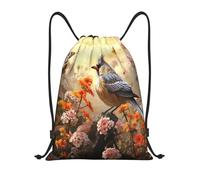 RLDOBOFE Sparrow Birds Sing Drawstring Backpack Sports Gym Sackpack Waterproof Swim Bag Men Women Draw String Bag, Black, M