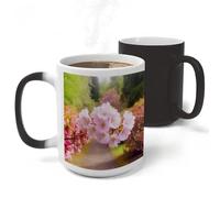 RLDOBOFE Spring Blossom Flower Ceramic Color Changing Mug Heat Transforming Activated Mug 11 Oz Heat Changing Sensitive Tea Cup Magic Novelty Coffee Cup Drinkware Home Kitchen Gift