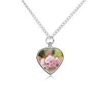 RLDOBOFE Spring Blossom Flower Urn Necklace Heart Cremation Jewelry for Ashes Memorial Keepsake Jewelry with Funnel Filler Urn Locket for Women Men to Hold Ashes of Pet Loved Ones