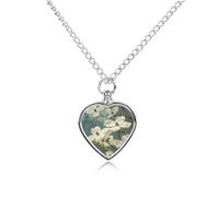 RLDOBOFE Spring Dogwood Blossoms Urn Necklace Heart Cremation Jewelry for Ashes Memorial Keepsake Jewelry with Funnel Filler Urn Locket for Women Men to Hold Ashes of Pet Loved Ones