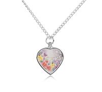 RLDOBOFE Spring Flowers Cremation Jewelry for Ashes Heart Urn Necklaces Personalized Memorial Necklace Dog Cat Keepsake Pendant Custom Small Locket Ash Holder for Women Men