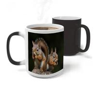 RLDOBOFE Squirrel Animal Ceramic Color Changing Mug Heat Transforming Activated Mug 11 Oz Heat Changing Sensitive Tea Cup Magic Novelty Coffee Cup Drinkware Home Kitchen Gift