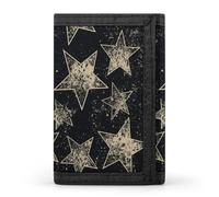 RLDOBOFE Star Trifold Wallet Minimalist Mens Wallet with Key Hook 8 Card Slots Modern Stylish Polyester Security Wallets Fashion Slim Credit Card Holder Id Window