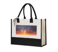 RLDOBOFE Starry Night Sunset Skyscape Canvas Tote Bags Personalized Beach Bag Reusable Grocery Shopping Bag Casual Handbag Top Handle Shoulder Satchel Bags Work Purses Birthday Gifts for Women
