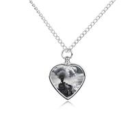 RLDOBOFE Steam Train Clouds Cremation Jewelry for Ashes Heart Urn Necklaces Personalized Memorial Necklace Dog Cat Keepsake Pendant Custom Small Locket Ash Holder for Women Men