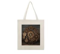 RLDOBOFE Steampunk Gears Clock Print Canvas Tote Bag Reusable Grocery Bag Lightweight Shopping Cloth Bags with Long Handles Aesthetic Cute Shoulder Bags for Women Lady Casual Vacation