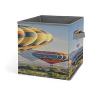 RLDOBOFE Sturdy Hot Air Balloons (2) Storage Cubes,Portable Bins with Double Handles,Folding Storage Bins for Organizing Books,Shelves, Closet,Craft Supplies 10.6 X 10.6 X 10.6 In