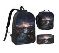 RLDOBOFE Subtle Atmosphere Backpack Set 3 PCS - 17 Inch Laptop Backpack with Lunch Bag, Waterproof Daypack Insulated Lunch Box Large Capacity Coin Pouch Personalized Gift