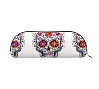 RLDOBOFE Sugar Skull Pencil Pouch Leather,Small Pen Bags With Zipper For Pencils,Pens,Markers,Makeups,Change,Coins