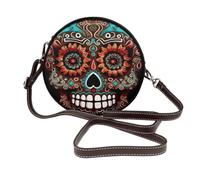 RLDOBOFE Sugar Skulls Day of the Dead Shoulder Bag for Women PU Leather Purses Retro Clutch Handbags with Zipper & Removable Strap for Daily Use, Phone Wallet, Trendy Ladies Crossbody Bag
