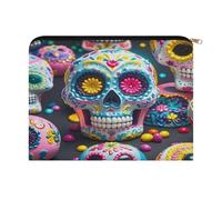 RLDOBOFE Sugar Skulls Makeup Bag Equipped with Sturdy Zipper Makeup Pouch Polyester Fabric,Storage Bag for Travel Toiletries Cosmetics Cables Pens Office Supplies
