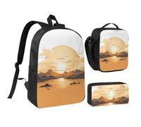 RLDOBOFE Sun Isolated on White Backpack Set 3 PCS - 17 Inch Laptop Backpack with Lunch Bag, Waterproof Daypack Insulated Lunch Box Large Capacity Coin Pouch Personalized Gift