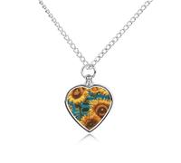 RLDOBOFE Sunflower Flower Cremation Jewelry for Ashes Heart Urn Necklaces Personalized Memorial Necklace Dog Cat Keepsake Pendant Custom Small Locket Ash Holder for Women Men