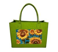 RLDOBOFE Sunflower Flower Felt Tote Bag Reusable Foldable Grocery Bag Versatile Large Capacity Commuter Handbag, Light Green, One Size