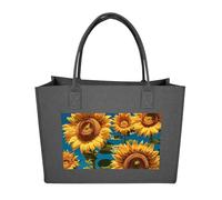 RLDOBOFE Sunflower Flower Felt Tote Bag Reusable Foldable Grocery Bag Versatile Large Capacity Commuter Handbag, Dark Gray, One Size