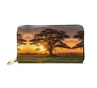RLDOBOFE Sunrise on Big Tree Leather Wallet for Women Long Coin Purse Ultra Slim Credit Cards Holder Bifold Clutch