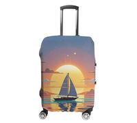 RLDOBOFE Sunset And Sailboat Travel Luggage Cover Anti Scratch Suitcase Protector Washable Elastic Baggage Cover, white, L, Stylish