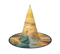 RLDOBOFE Sunset and Sunrise with Ocean Sea Waves print Halloween Witch Hat Cosplay Caps Halloween Decoration Costume Accessories For Halloween Party 1