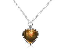 RLDOBOFE Sunset Bamboo Grove Cremation Jewelry for Ashes Heart Urn Necklaces Personalized Memorial Necklace Dog Cat Keepsake Pendant Custom Small Locket Ash Holder for Women Men