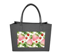 RLDOBOFE Sweet Strawberry Felt Tote Bag Reusable Foldable Grocery Bag Versatile Large Capacity Commuter Handbag, Dark Gray, One Size