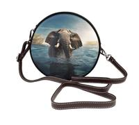 RLDOBOFE Swimming African Elephant Shoulder Bag for Women PU Leather Purses Retro Clutch Handbags with Zipper & Removable Strap for Daily Use, Phone Wallet, Trendy Ladies Crossbody Bag