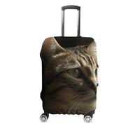 RLDOBOFE Tabby Cat Travel Luggage Cover Anti Scratch Suitcase Protector Washable Elastic Baggage Cover, white, Small, Stylish