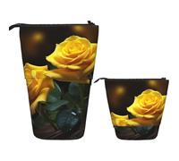 RLDOBOFE Telescopic Pencil Case Standing Pencil bag Black and white giraffe Stationery Case Telescopic Pen Holder Pop up Pencil Holder for Office work Holiday gift 7 Ã- 5.7 in, Beautiful Yellow Roses,