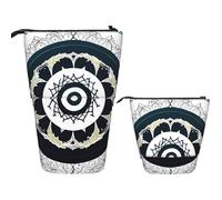 RLDOBOFE Telescopic Pencil Case Standing Pencil bag Blue Seahorse Stationery Case Telescopic Pen Holder Pop up Pencil Holder for Office work Holiday gift 7 × 5.7 in, Round Totem, One Size