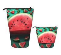 RLDOBOFE Telescopic Pencil Case Standing Pencil bag Feather flower Stationery Case Telescopic Pen Holder Pop up Pencil Holder for Office work Holiday gift 7 Ã- 5.7 in, Dream Watermelon, One Size