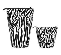 RLDOBOFE Telescopic Pencil Case Standing Pencil bag Gothic Rose Stationery Case Telescopic Pen Holder Pop up Pencil Holder for Office work Holiday gift 7 Ã- 5.7 in, Zebra Print, One Size