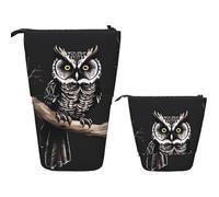 RLDOBOFE Telescopic Pencil Case Standing Pencil bag Lemon wedges Stationery Case Telescopic Pen Holder Pop up Pencil Holder for Office work Holiday gift 7 Ã- 5.7 in, Late Night Owl, One Size