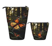 RLDOBOFE Telescopic Pencil Case Standing Pencil bag Otters Stationery Case Telescopic Pen Holder Pop up Pencil Holder for Office work Holiday gift 7 Ã- 5.7 in, Monarch Butterflies, One Size