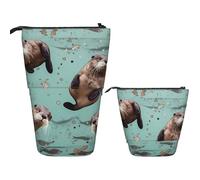 RLDOBOFE Telescopic Pencil Case Standing Pencil bag Otters Stationery Case Telescopic Pen Holder Pop up Pencil Holder for Office work Holiday gift 7 Ã- 5.7 in, Otters, One Size
