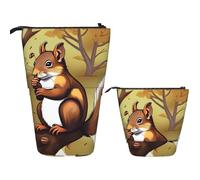 RLDOBOFE Telescopic Pencil Case Standing Pencil bag Rainbow Fish Scale Stationery Case Telescopic Pen Holder Pop up Pencil Holder for Office work Holiday gift 7 Ã- 5.7 in, Nut-eating Squirrel, One