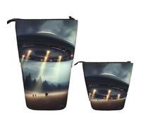 RLDOBOFE Telescopic Pencil Case Standing Pencil bag Waterfall View Stationery Case Telescopic Pen Holder Pop up Pencil Holder for Office work Holiday gift 7 Ã- 5.7 in, UFOS Landing, One Size