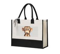 RLDOBOFE The Silent Monkey Canvas Tote Bags Personalized Beach Bag Reusable Grocery Shopping Bag Casual Handbag Top Handle Shoulder Satchel Bags Work Purses Birthday Gifts for Women
