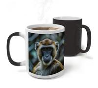 RLDOBOFE The Silent Monkey Ceramic Color Changing Mug Heat Transforming Activated Mug 11 Oz Heat Changing Sensitive Tea Cup Magic Novelty Coffee Cup Drinkware Home Kitchen Gift