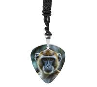 RLDOBOFE The Silent Monkey Guitar Pick Necklace Stainless Steel Guitar Pendant Necklace Hip Hop Punk Music Jewelry Customizable Gifts Accessory for Women Men Music Lovers