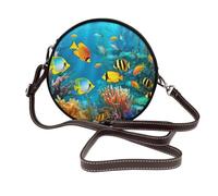RLDOBOFE The Underwater World Tropical Fish Shoulder Bag for Women PU Leather Purses Retro Clutch Handbags with Zipper & Removable Strap for Daily Use, Phone Wallet, Trendy Ladies Crossbody Bag