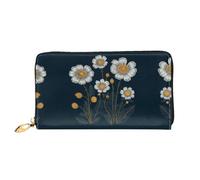 RLDOBOFE Three White Flowers Leather Wallet for Women Long Coin Purse Ultra Slim Credit Cards Holder Bifold Clutch