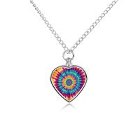 RLDOBOFE Tie Dye Pattern Cremation Jewelry for Ashes Heart Urn Necklaces Personalized Memorial Necklace Dog Cat Keepsake Pendant Custom Small Locket Ash Holder for Women Men