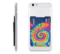 RLDOBOFE Tie Dye Rainbow Phone Wallet, Stick On Card Holder for Back of Phone Case - Leather Cell Phone Card Wallet Sleeve Adhesive Phone Pocket - Compatible with Most Cell Phones