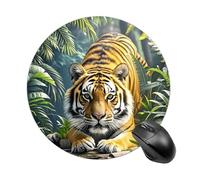 RLDOBOFE Tiger in Jungle Mouse Pad, Rubber Base & Smooth Cloth Surface, Portable Round Mouse Pad, Rubber Mousepad for Office Home Gaming Laptop Men Women 7.8In