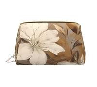 RLDOBOFE Toiletry Bag for Women Men Dopp Kit Travel Makeup Bag Blue Roses Make Up Organizers Cosmetic Bag, White Flowers and Golden Leaves, One Size