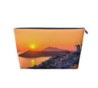 RLDOBOFE Toiletry Bag for Women Men Dopp Kit Travel Makeup Bag Greece Island Sunset Landscape Make Up Organizers Cosmetic Bag, Silver, One Size