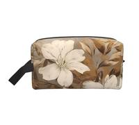 RLDOBOFE Toiletry Bag for Women Men Dopp Kit Travel Makeup Bag Make Up Organizers Cosmetic Bag Blue Roses Hanging Toiletry Bag Shaving Bag with Large Capacity for Travel, White Flowers and Golden