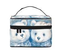 RLDOBOFE Toiletry Bag for Women Men Dopp Kit Travel Makeup Bag Make Up Organizers Cosmetic Bag Blue and White Dragon Hanging Toiletry Bag Shaving Bag with Large Capacity for Travel, Two Bears in Plaid