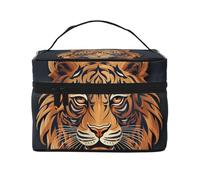 RLDOBOFE Toiletry Bag for Women Men Dopp Kit Travel Makeup Bag Make Up Organizers Cosmetic Bag Pastel Color Bunny Hanging Toiletry Bag Shaving Bag with Large Capacity for Travel, Tiger Logo Design,